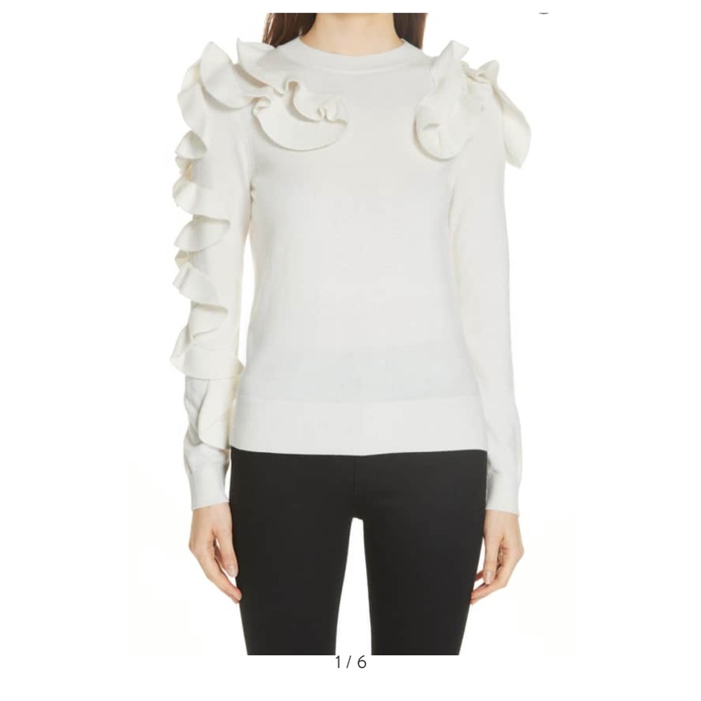 Ted Baker Cream Ruffle Sweater size 4 - NWT